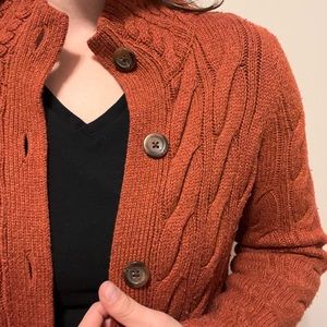 LL Bean Rust Orange Sweater Cardigan